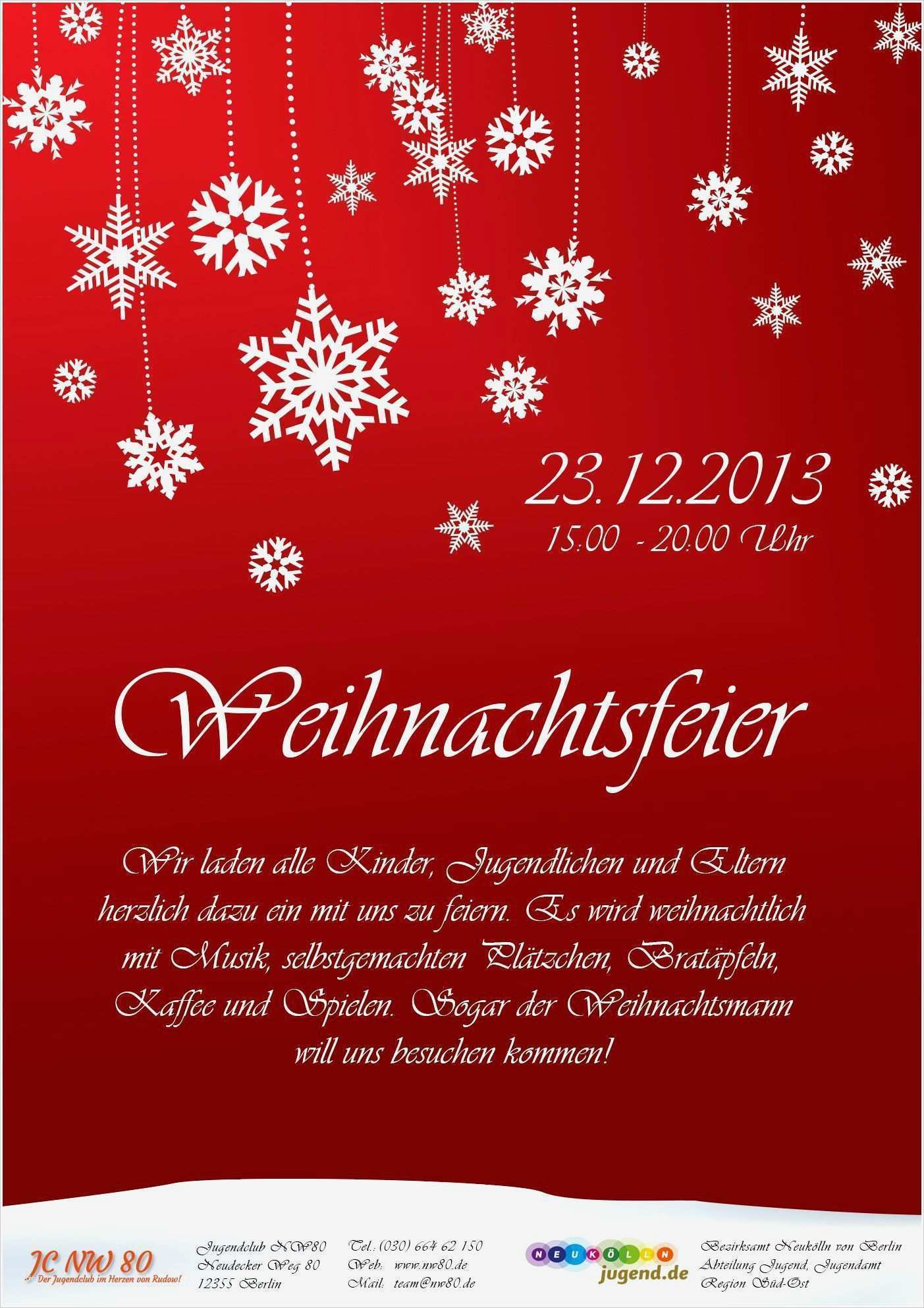 Einladung Weihnachtsfeier Vorlage Word Kostenlos Genial Vorlage Einladung Weihnachtsfeier Kostenlos Wordeinladung
