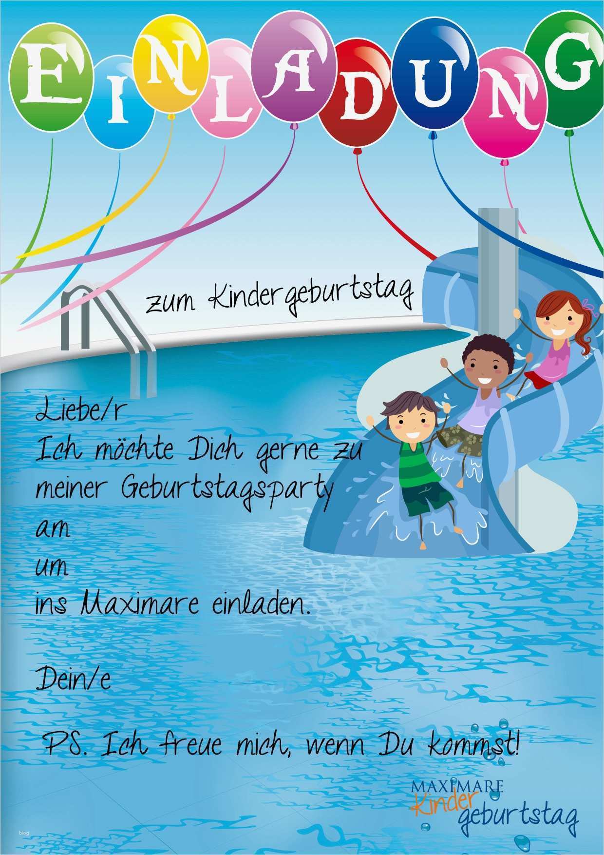 Einladung Zum Kindergeburtstag Vorlage Beste Aquawelt Kidswelt Kindergeburtstag