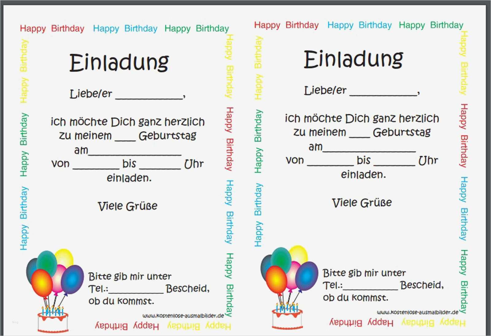 Einladung Zum Kindergeburtstag Vorlage Luxus Einladung Geburtstag Kostenlos