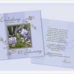 Einladungskarte 80 Geburtstag Vorlage Schönste Einladungskarte 50 60 70 80 Geburtstag Zweiseitig Flieder