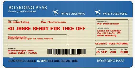 Einladungskarten Boarding Pass Vorlage Cool Einladungskarten Als Flugticket Zum Geburtstag Ticket