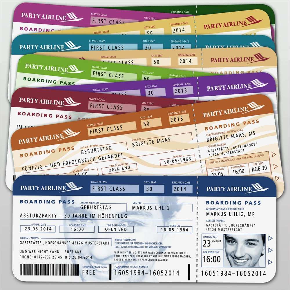 Einladungskarten Boarding Pass Vorlage Erstaunlich Einladungskarten Geburtstag Flugticket Ticket Boarding