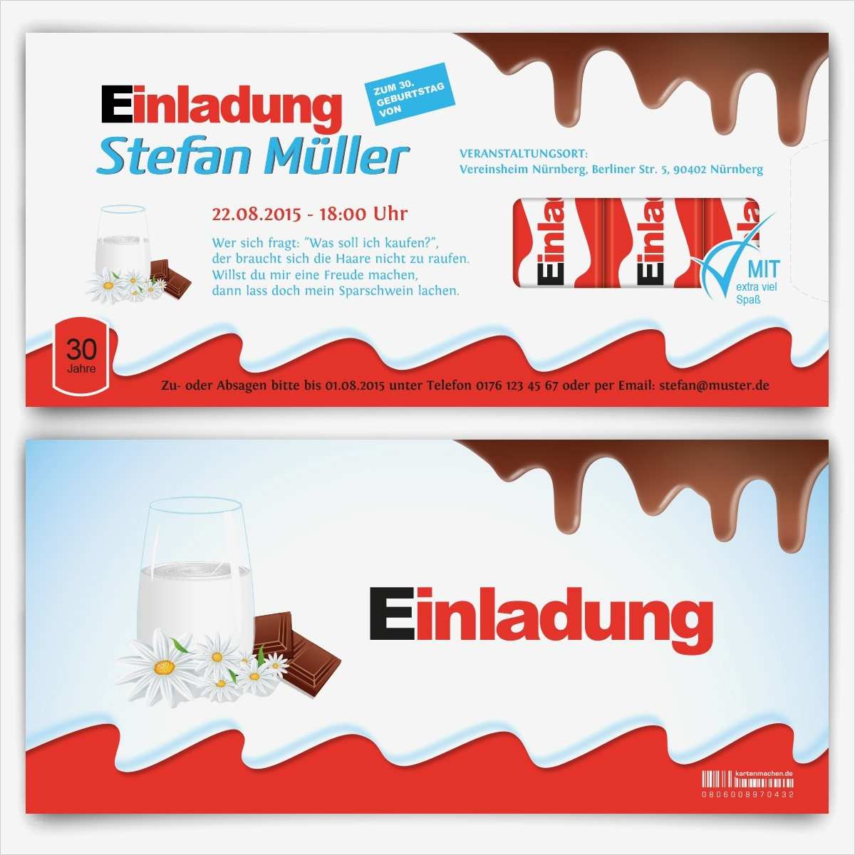Einladungskarten Selber Drucken Vorlagen Kostenlos Angenehm Einladungskarten Zum Geburtstag Im Schokoladen Riegel
