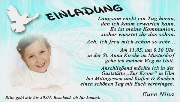 Einladungstexte Jugendweihe Vorlagen Genial Kommunion Einladung Text – Travelslow