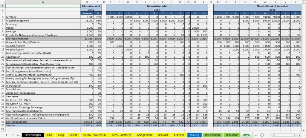 Einnahmen Ausgaben Excel Vorlage Neu Excel Vorlage EÜr 2016 Pierre Tunger
