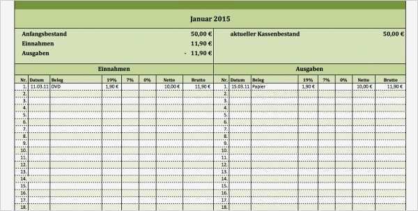 Einnahmen Ausgaben Vorlage Pdf Hübsch Kostenloses Kassenbuch Als Excel Vorlage