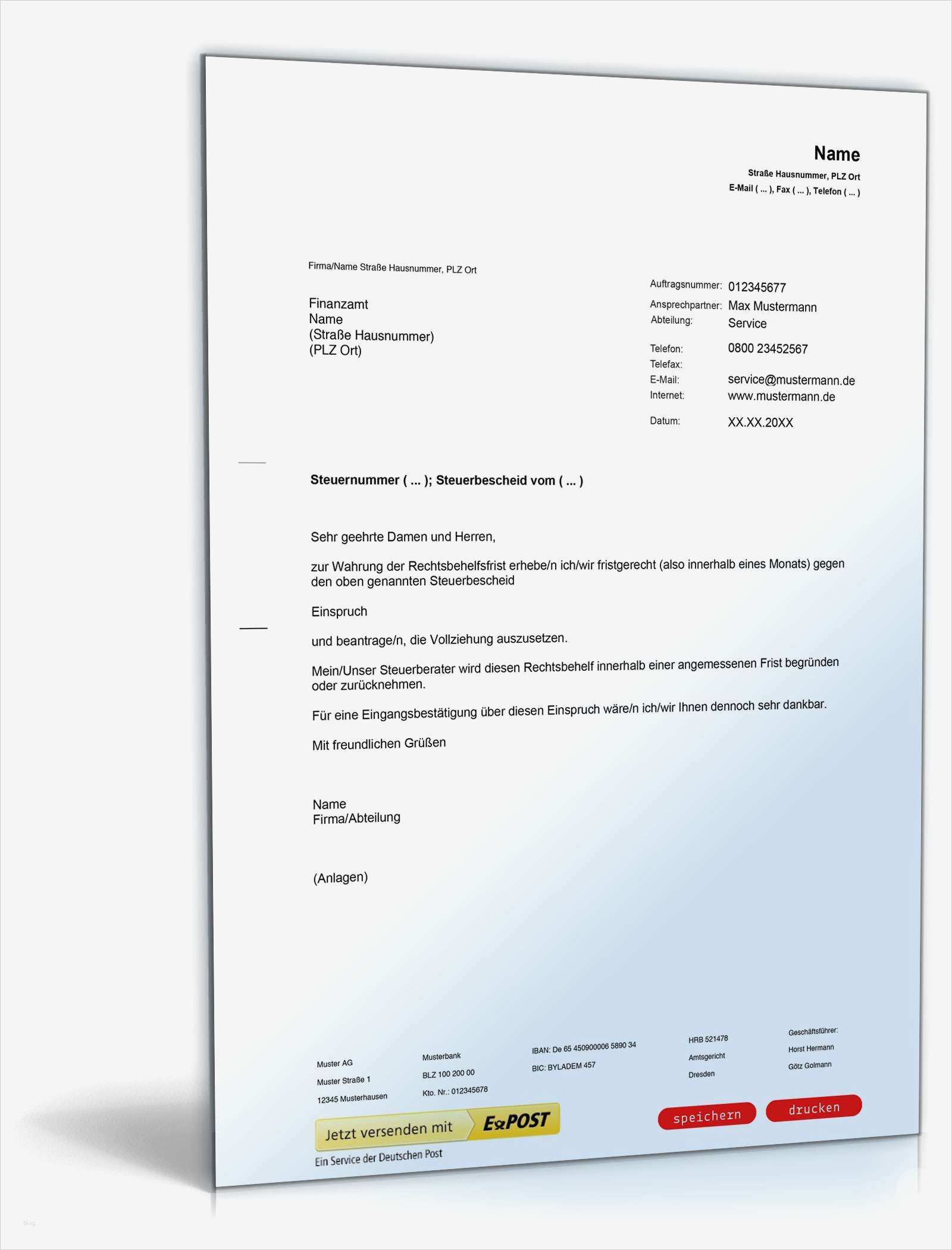 Einspruch Vorlage Cool Fristwahrender Einspruch Gg Steuerbescheid Muster Zum