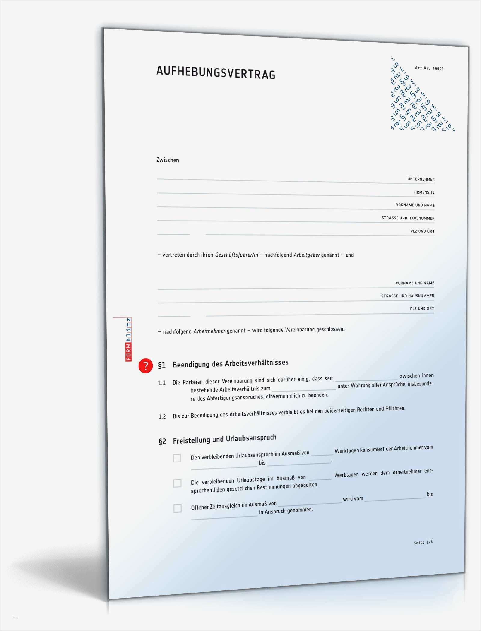 Einvernehmliche Kündigung Vorlage Einzigartig Aufhebungsvertrag Für Ein Arbeitsverhältnis