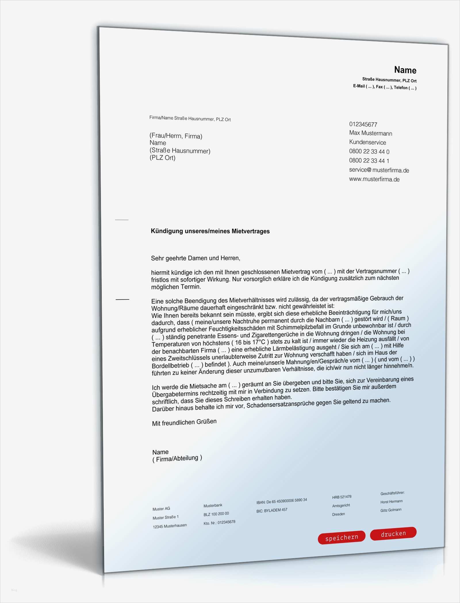 Einvernehmliche Kündigung Vorlage Erstaunlich Kündigung Mietvertrag Fristlos Mieter