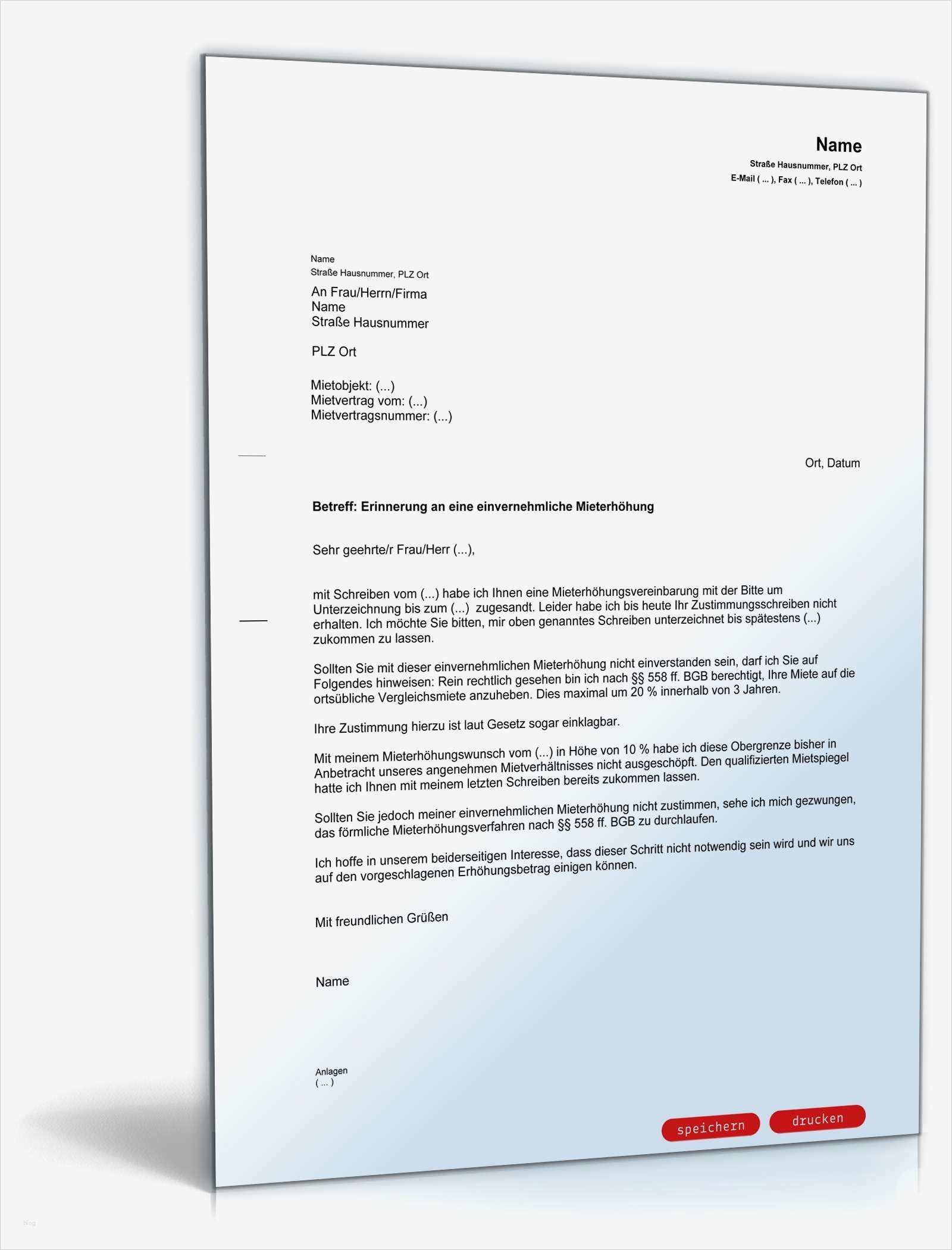 Einvernehmliche Kündigung Vorlage Hübsch Erinnerung Mieterhöhung Einvernehmlich