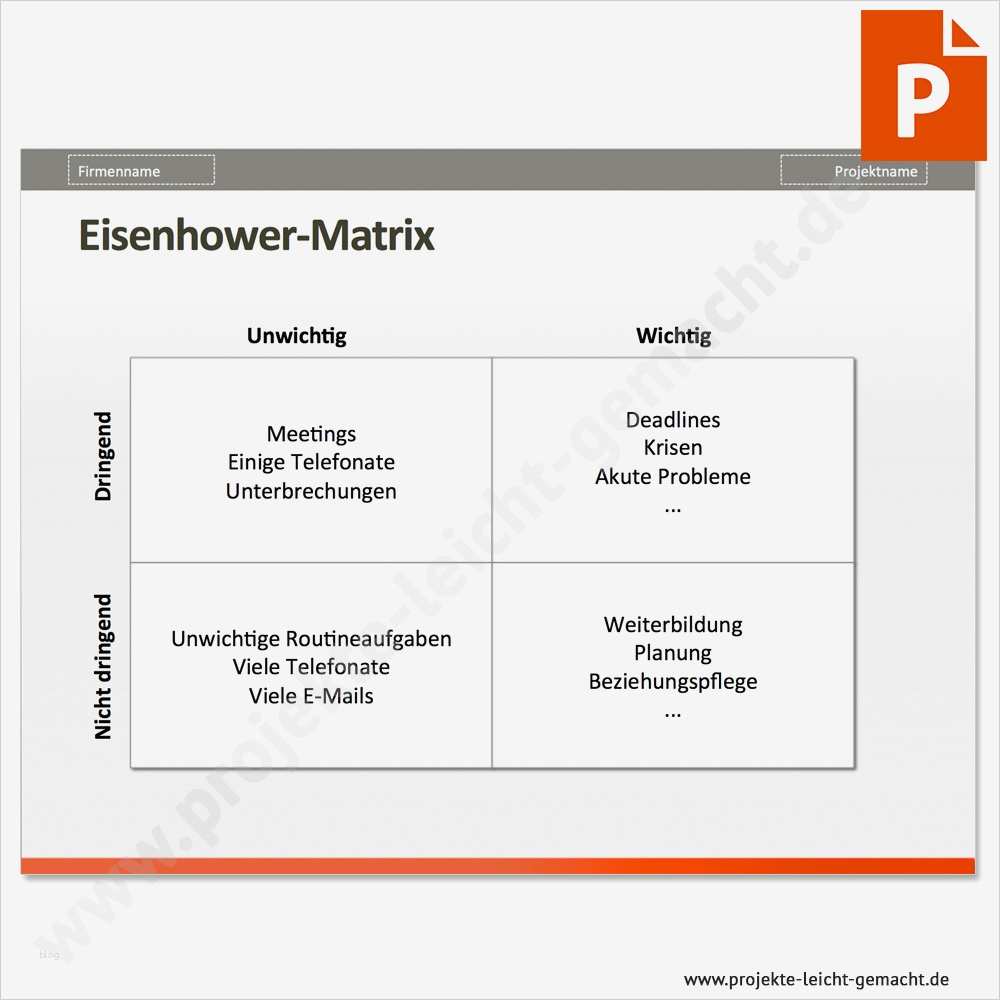 Eisenhower Prinzip Vorlage Best Of Vorlage Eisenhower Matrix