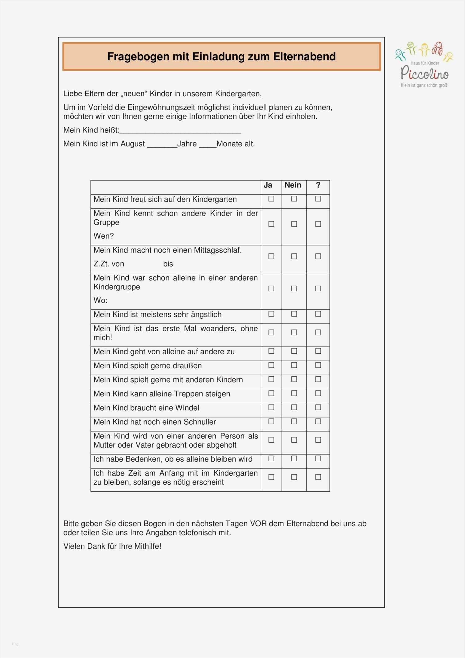 Elternbefragung Kita Vorlagen Cool Fein Fragebogen Vorlage Für Kinder Fotos Entry Level