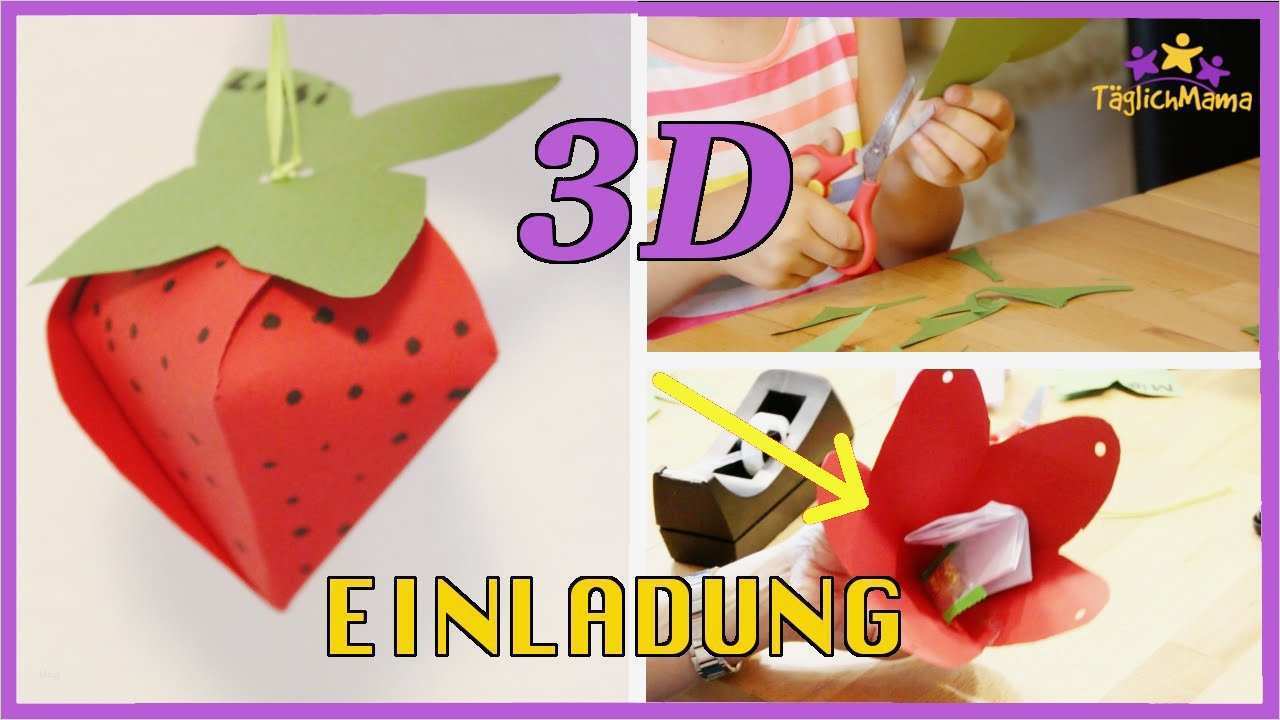 Elternbefragung Kita Vorlagen Schön 3d Einladung "erdbeere" Für Kindergeburtstag Selber Machen