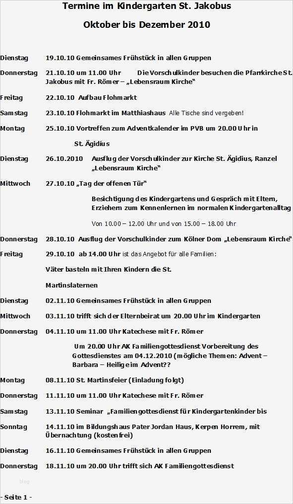 Elternbrief Kindergarten Vorlage Cool Termine Im Kindergarten St Jakobus