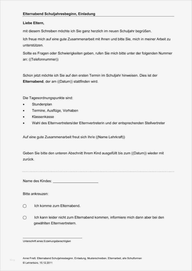 Elternbrief Kindergarten Vorlage Elegant Best Einladung Elternabend Grundschule