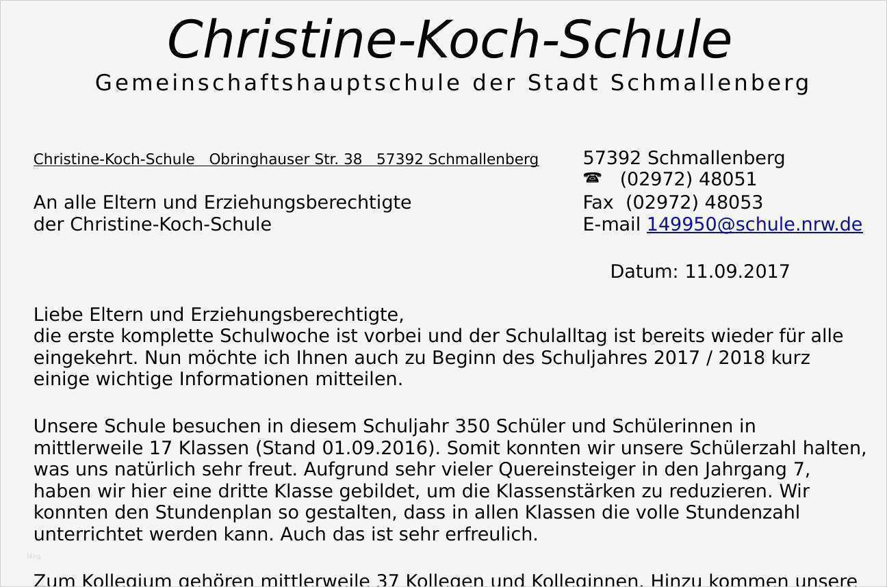 Elternbrief Kindergarten Vorlage Schön Home Christine Koch Schule