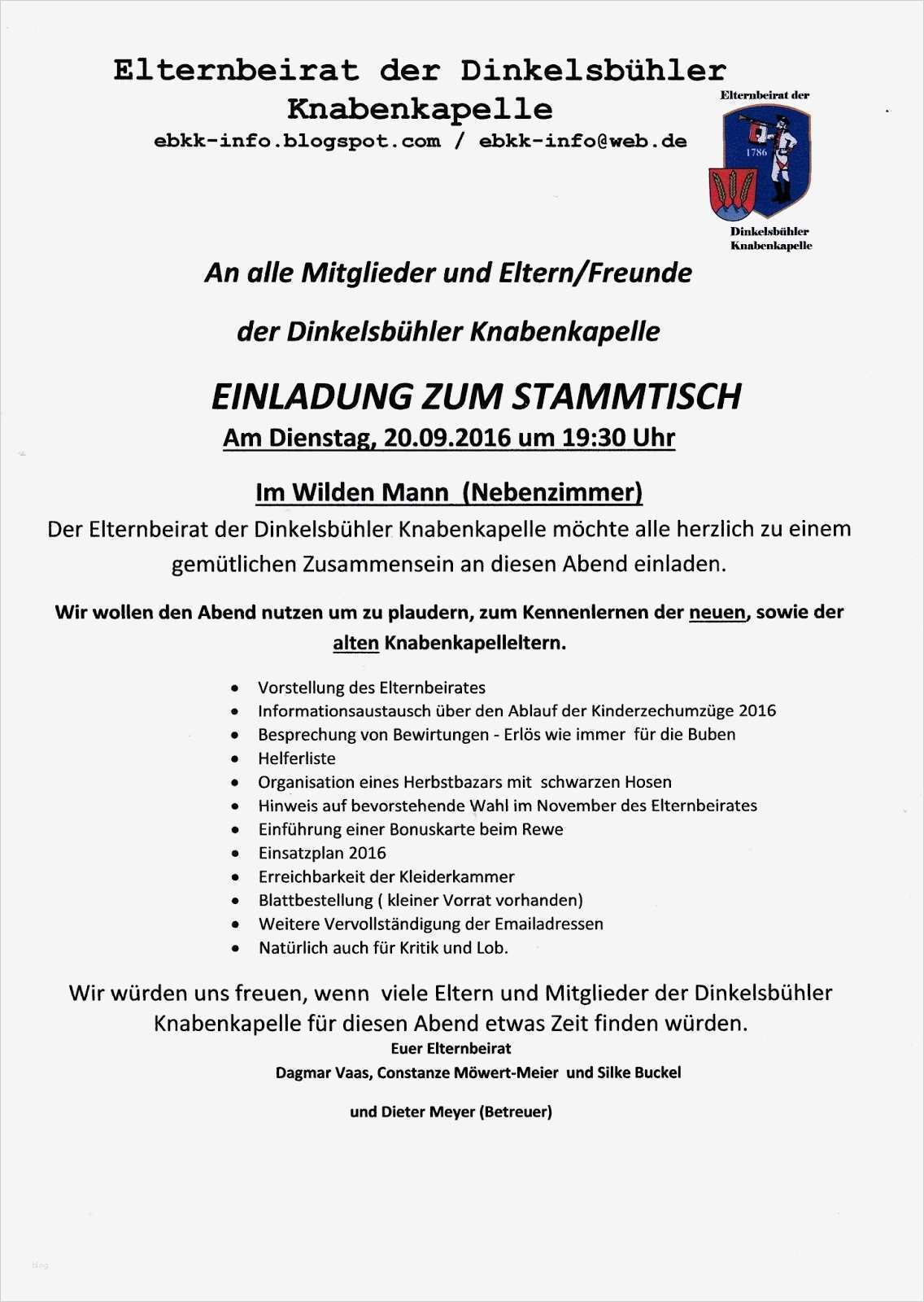 Elternstammtisch Vorlage Erstaunlich Einladung Zum Eltern Stammtisch 20 09 2016