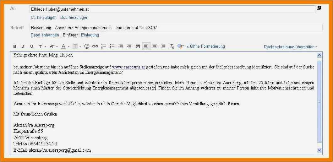 Email Anschreiben Bewerbung Vorlage Cool 5 Email Aufbau Beispiel