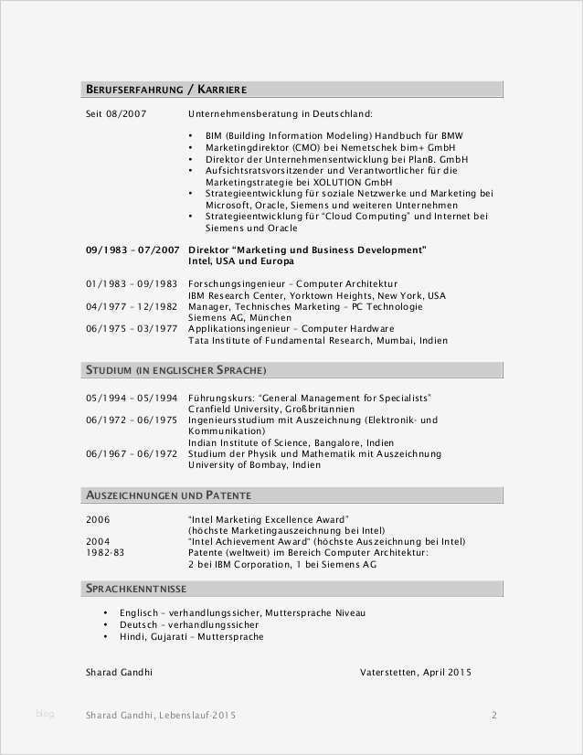 Englischer Cv Vorlage Best Of Sharad Gandhi Lebenslauf 2015