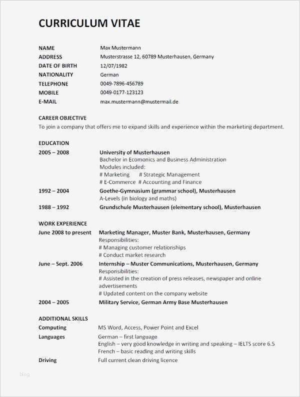 Englischer Lebenslauf Vorlage Schön Lebenslauf Auf Englisch Inkl Muster