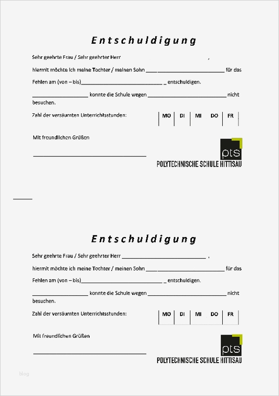 Entschuldigung Für Die Schule Vorlage Wunderbar Entschuldigungsformular Polytechnische Schule Hittisau