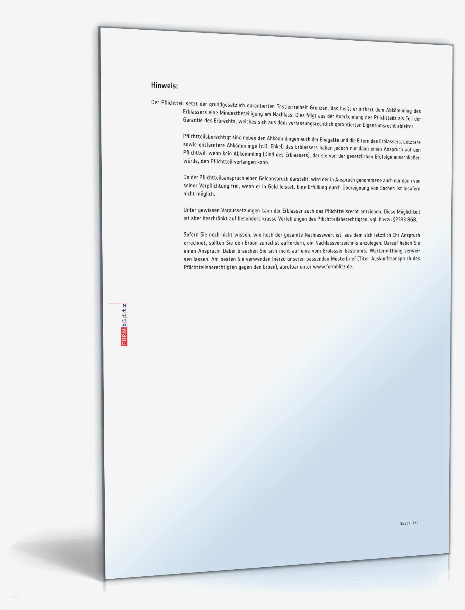 Erbe Verzichtserklärung Vorlage Erstaunlich Pflichtteilsanspruch Gegen Den Erben Muster Vorlage Zum