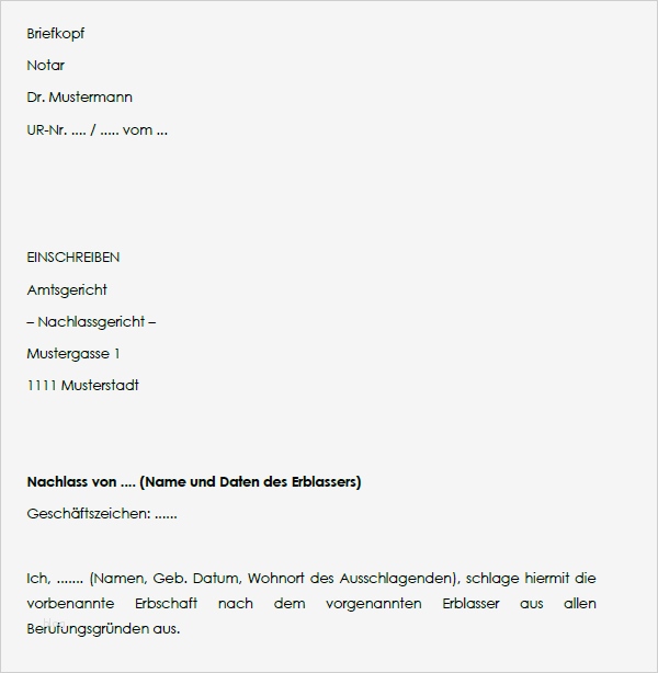 Erbe Verzichtserklärung Vorlage Genial Download Ausschlagung Einer Erbschaft Aus Allen