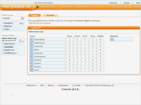 Ergebnistabelle Vorlage Cool Liga Erstellen
