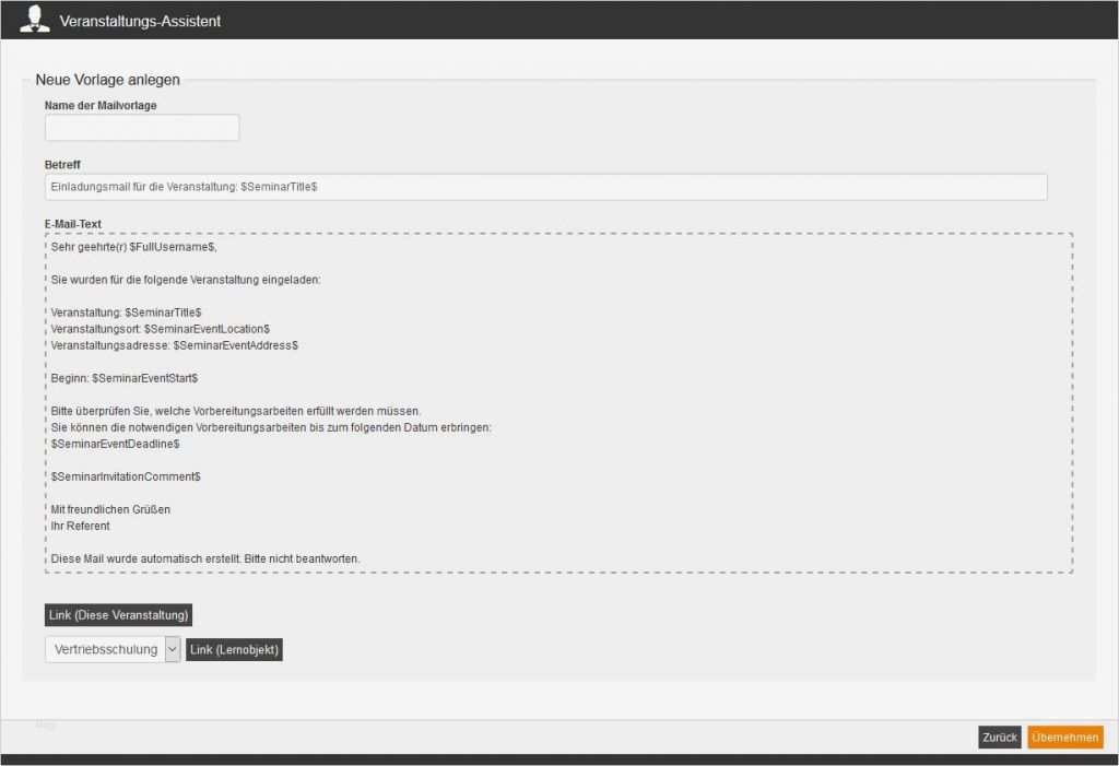 Erinnerungsmail Veranstaltung Vorlage Erstaunlich Veranstaltungs assistent Mailvorlagen – Avendoo Line Hilfe