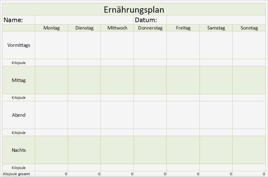 Ernährungsplan Vorlage Einzigartig Ernährungsplan Zum Ausdrucken Ac17