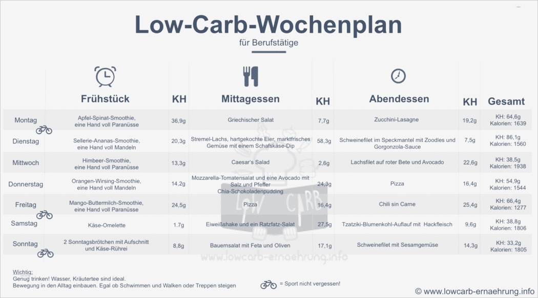 Ernährungsplan Vorlage Wunderbar Low Carb Wochenplan Für Berufstätige
