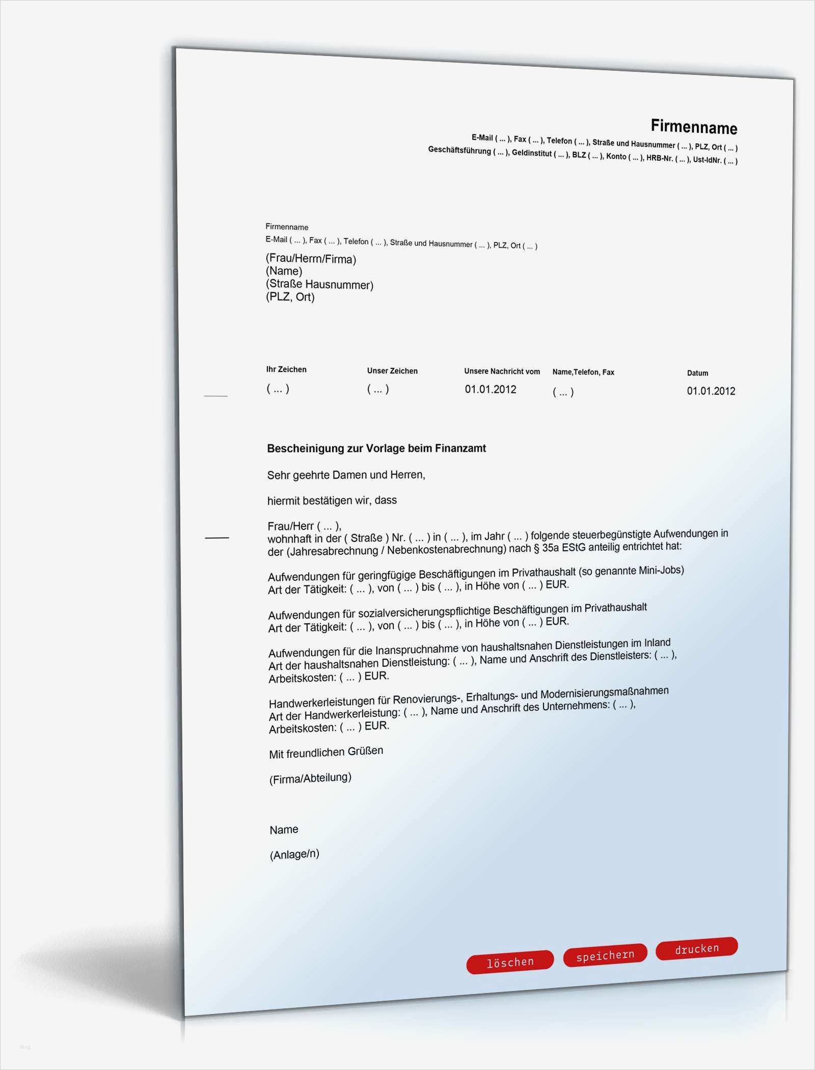 Eröffnungsbilanz Vorlage Finanzamt Süß Bescheinigung über Haushaltsnahe Dienstleistungen