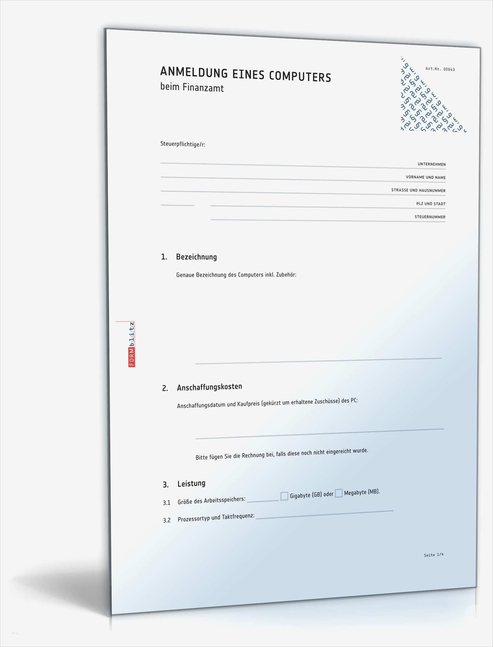 Eröffnungsbilanz Vorlage Finanzamt Wunderbar Anmeldung Eines Puters Beim Finanzamt