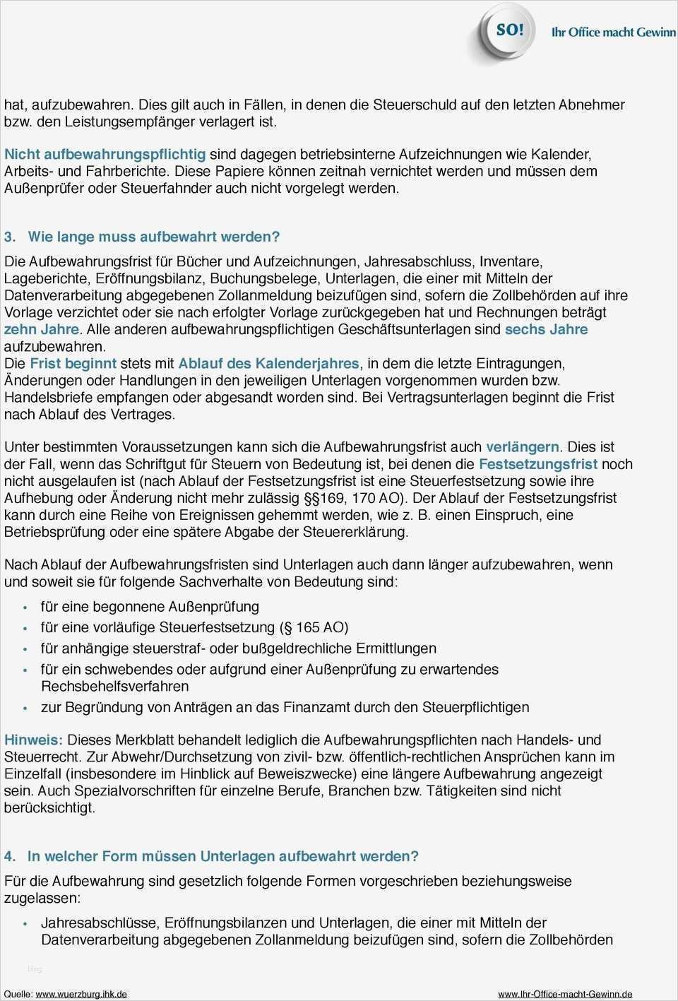 Eröffnungsbilanz Vorlage Finanzamt Wunderbar Aufbewahrungsfristen Von A Z Stand Pdf