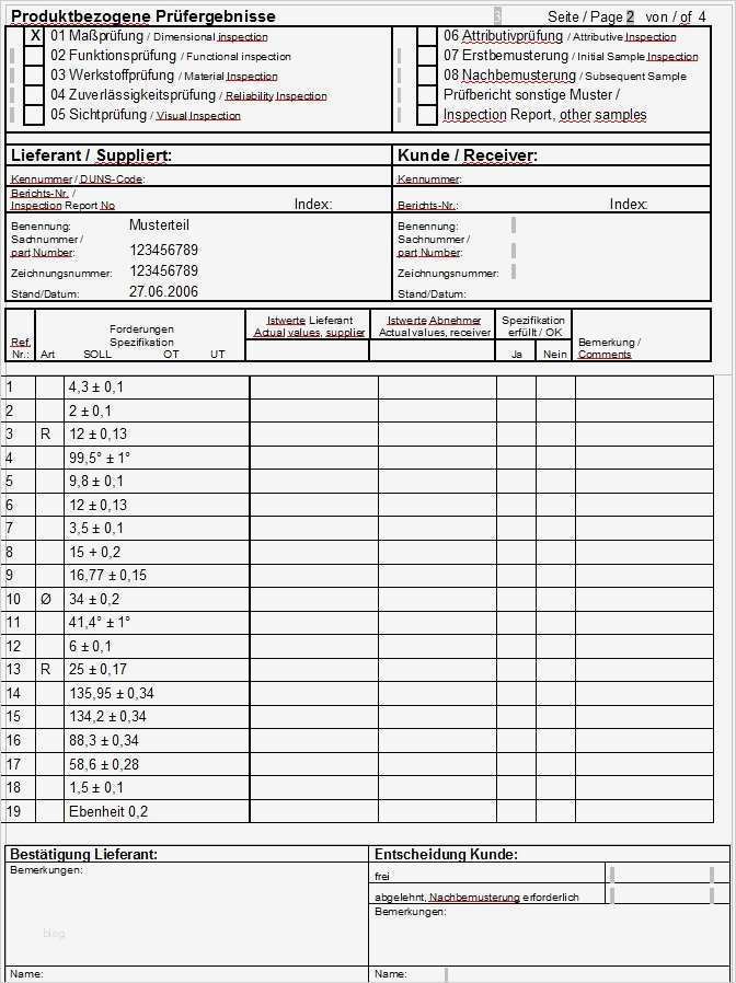 Erstmusterprüfbericht Vda Vorlage Excel Neu Berühmt Prüfbericht Vorlage Ideen Beispiel