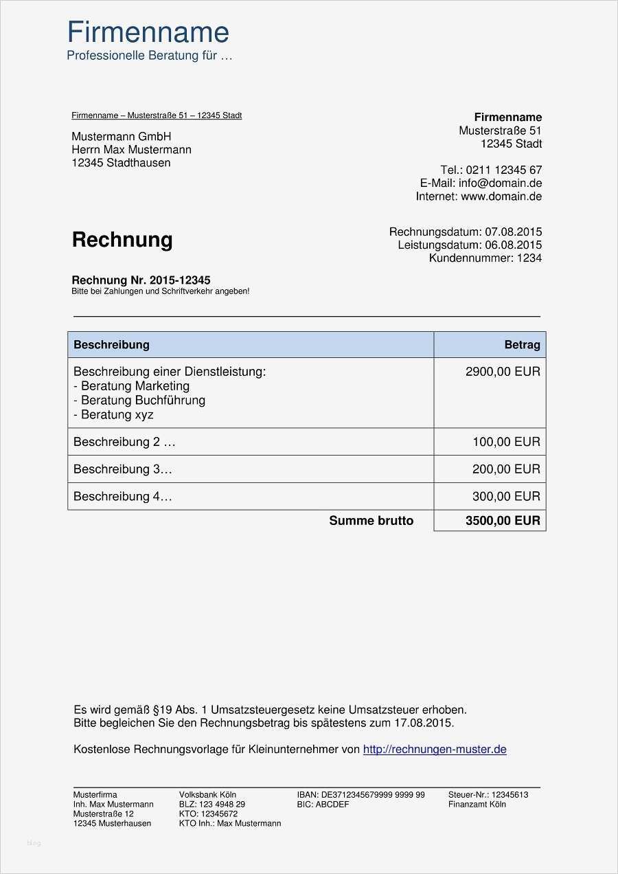 Eür Kleinunternehmer Vorlage Kostenlos Erstaunlich Rechnung Selber Schreiben Vorlage Kostenlos Line Rechnun