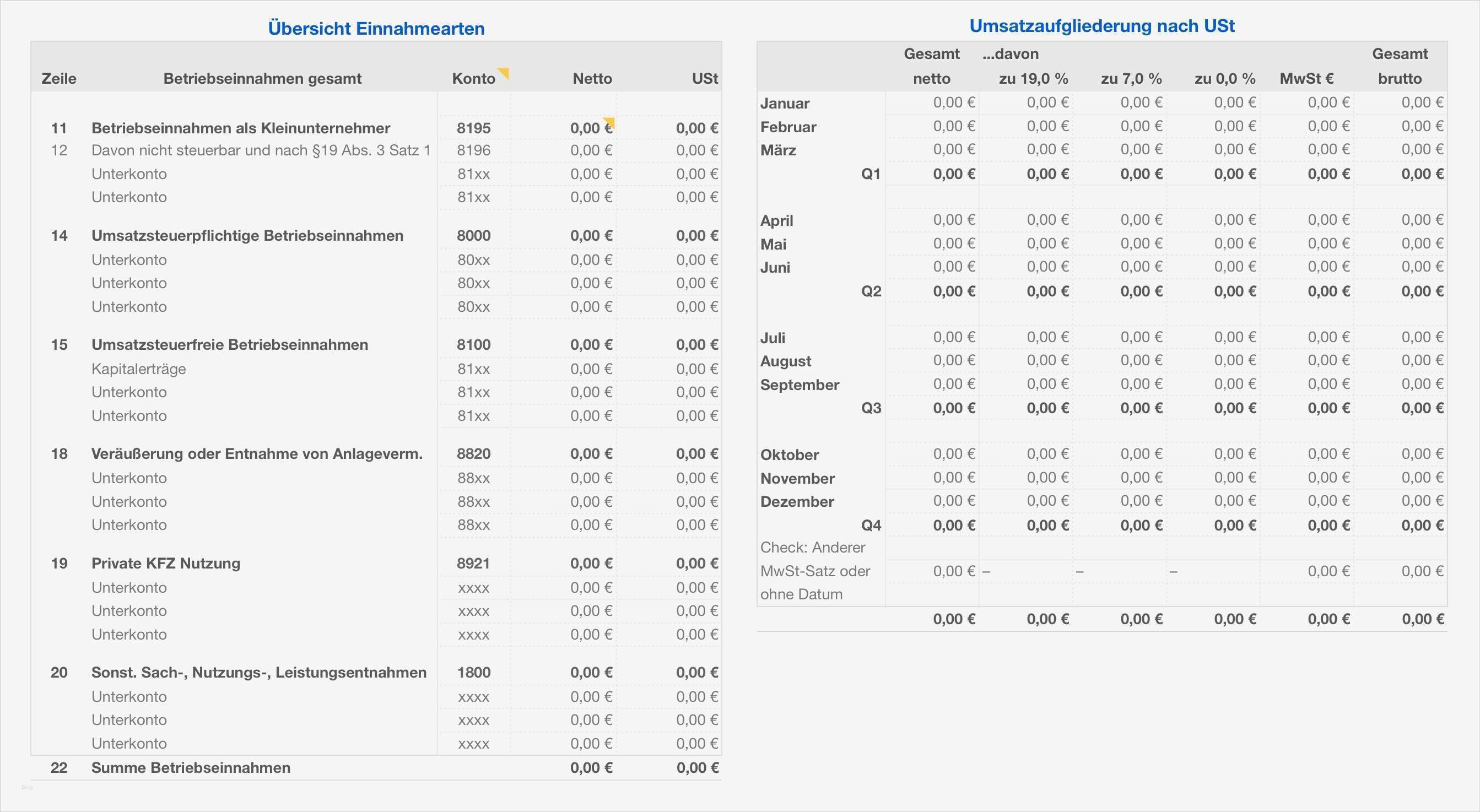 Eür Vorlage Kleinunternehmer Angenehm Numbers Vorlage Einnahmen Überschuss Rechnung 2015