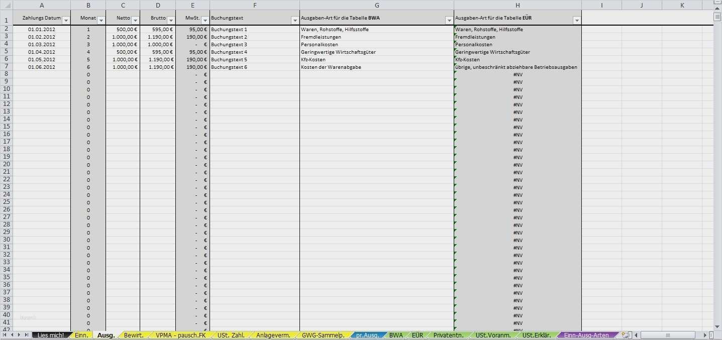 Eür Vorlage Kleinunternehmer Best Of Einnahmen Ausgaben Excel Vorlage Kleinunternehmer Gut