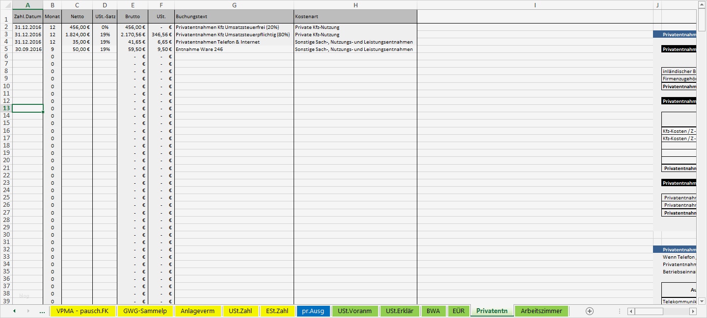 Eür Vorlage Kleinunternehmer Großartig Excel Vorlage EÜr 2016 Pierre Tunger