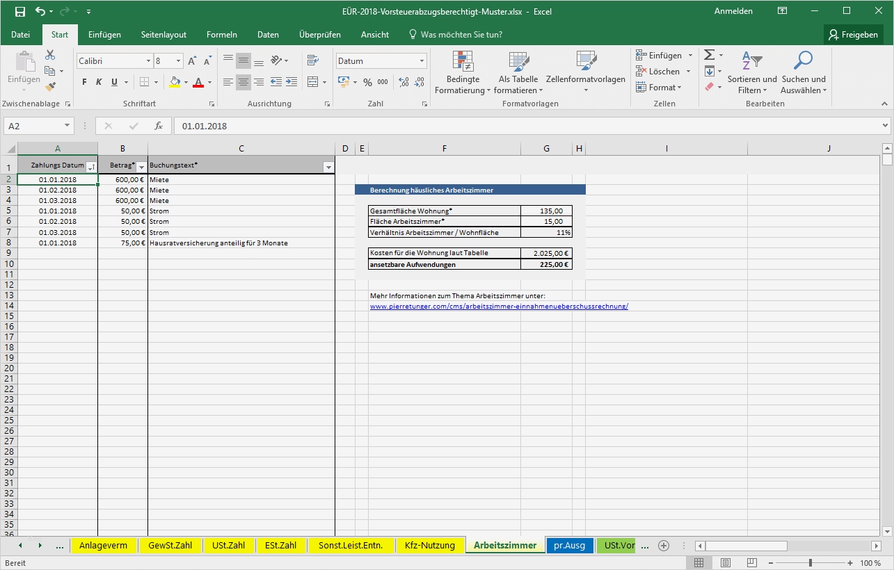 Eür Vorlage Kleinunternehmer Süß Excel Vorlage Einnahmenüberschussrechnung EÜr Pierre
