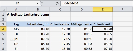 Excel Arbeitszeit Berechnen Mit Pause Vorlage Cool Excel Rechnung Mit Uhrzeit