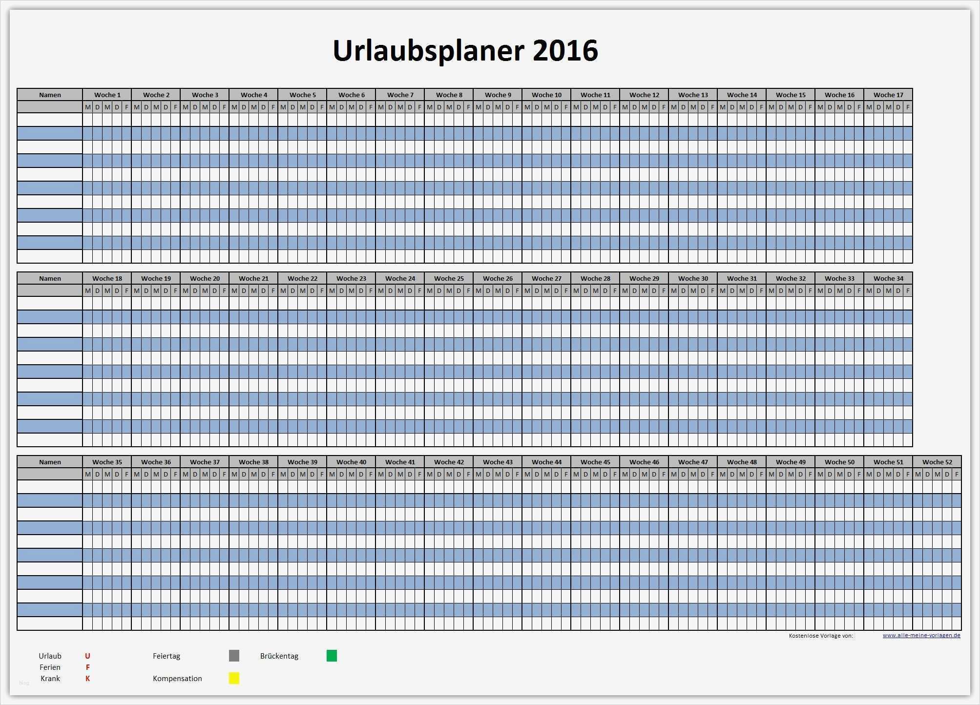 Einfacher Urlaubsplaner 2016 Ferienplaner 2016