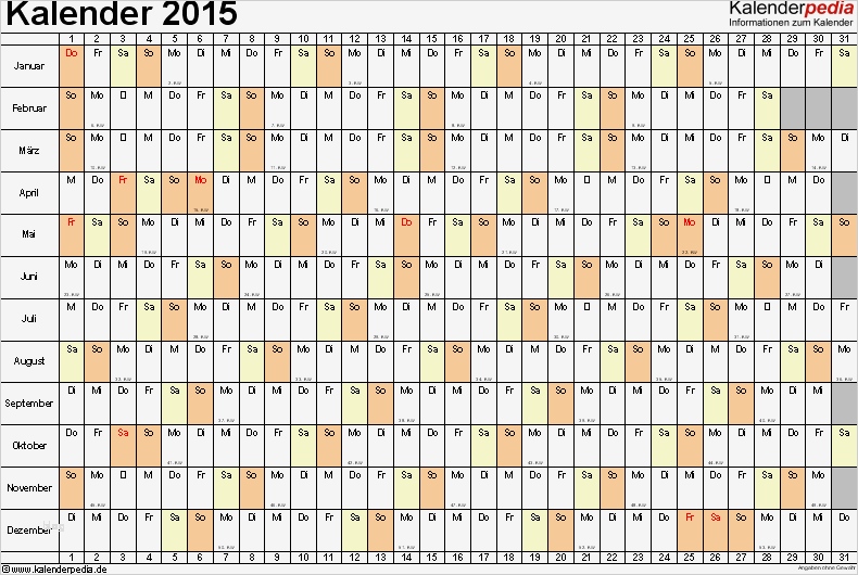 Excel Kalender Vorlage Fabelhaft Kalender 2015 In Excel Zum Ausdrucken 16 Vorlagen