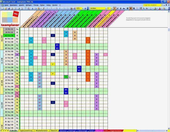 Excel Mitarbeiterplanung Vorlage Fabelhaft Teamplaner 250 Download