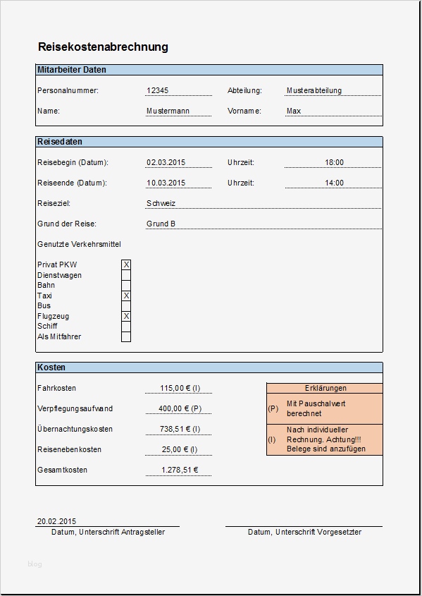 Excel Reisekostenabrechnung Vorlage Beste Excel Vorlage Reisekostenabrechnung