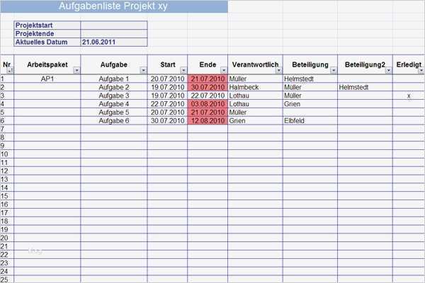 Excel Vorlage Aufgabenliste Schön Excel Aufgabenliste Für Kleine Projekte