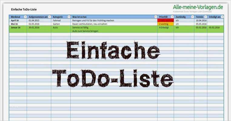 Excel Vorlage Aufgabenliste Wunderbar Einfache todo Liste Download