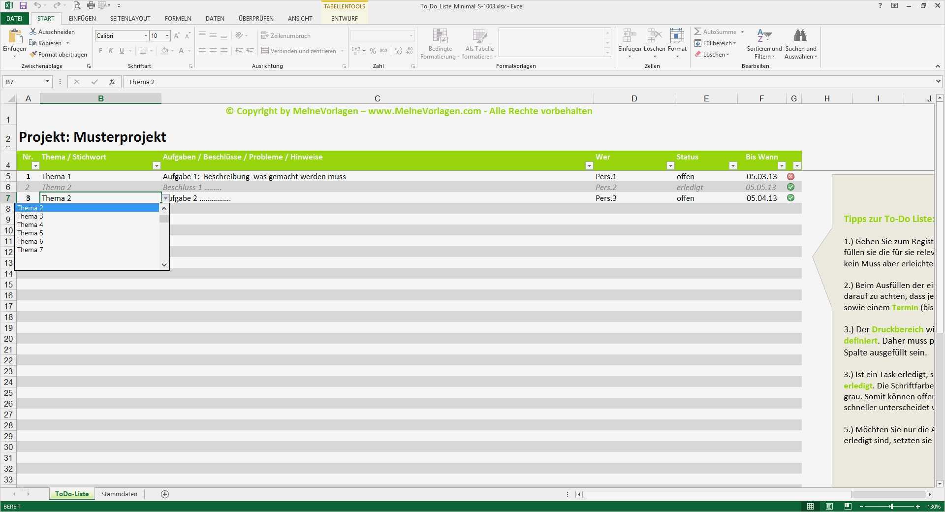 Excel Vorlage Aufgabenliste Wunderbar to Do Liste – Minimal – 1