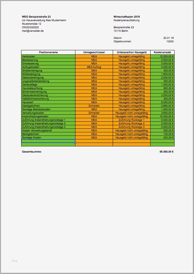 Excel Vorlage Betriebskostenabrechnung Einzigartig Excel Vorlage Wirtschaftsplan Weg
