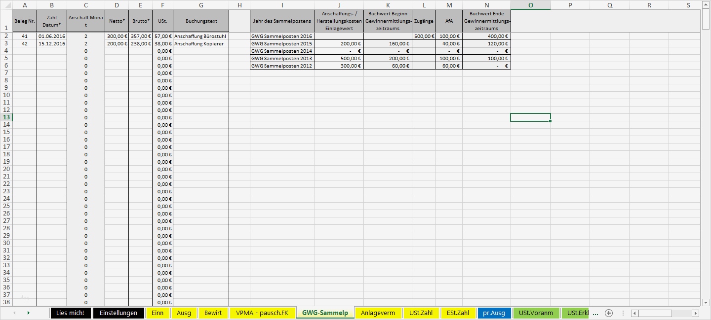 66 Schön Excel Vorlage Einnahmenüberschussrechnung Bilder 2 Excel Vorlage Einnahmenüberschussrechnung EÜR 2016